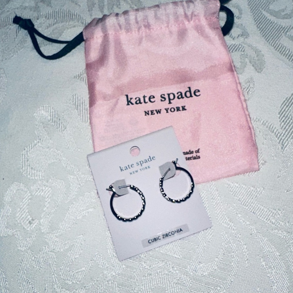 NWT kate spade Pave Hugger Hoop Earrings